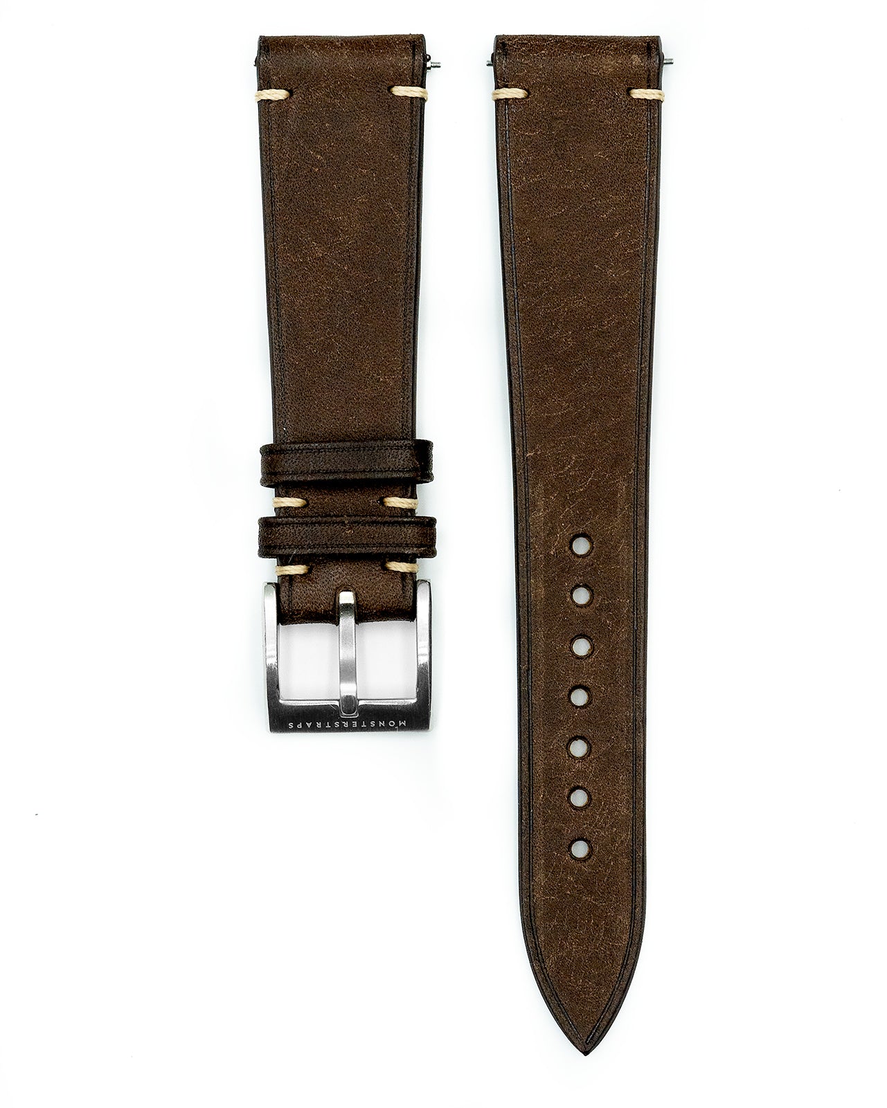 Vintage Italian Distressed Leather Strap (Dark Brown)