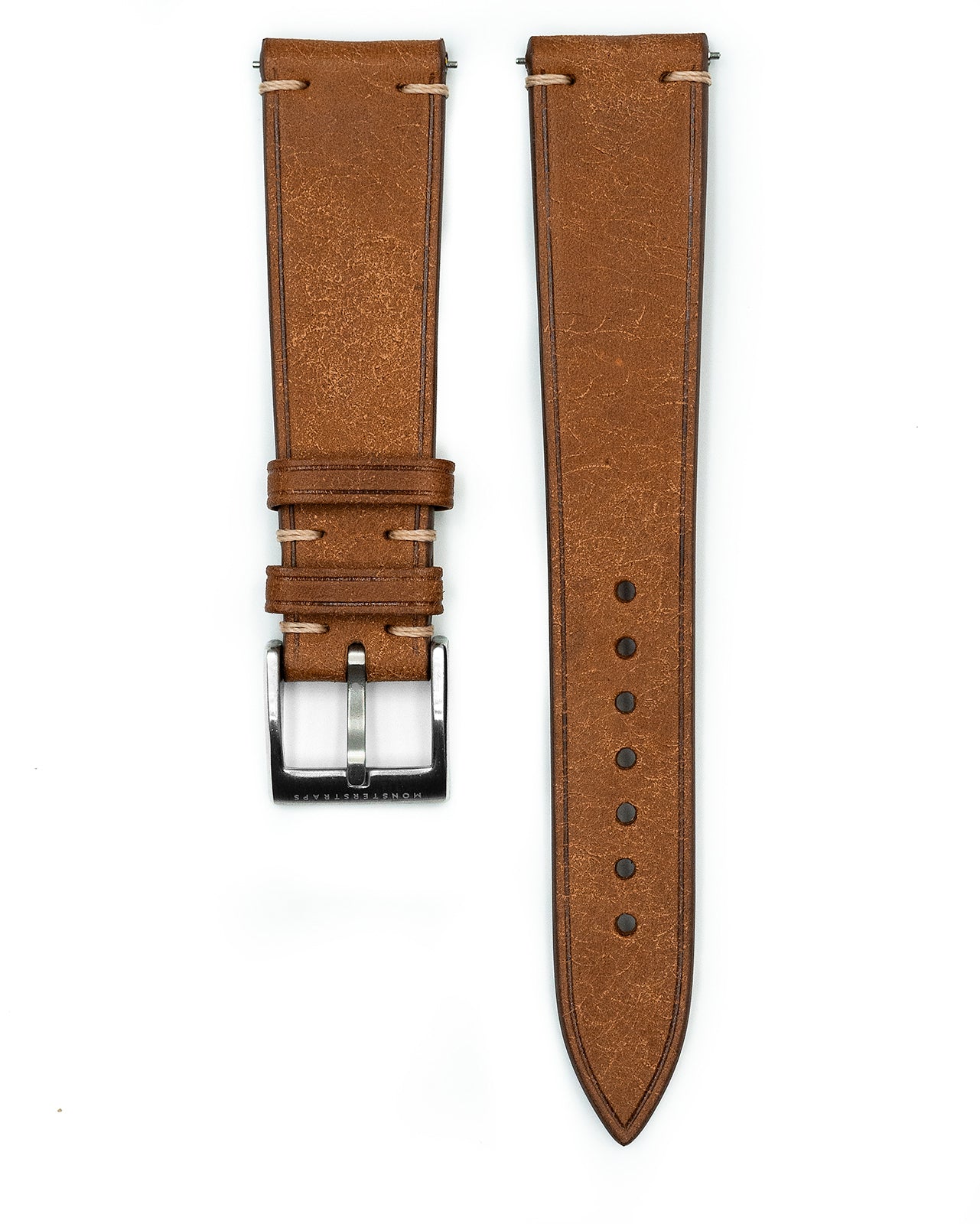 Vintage Italian Distressed Leather Strap (Cognac)