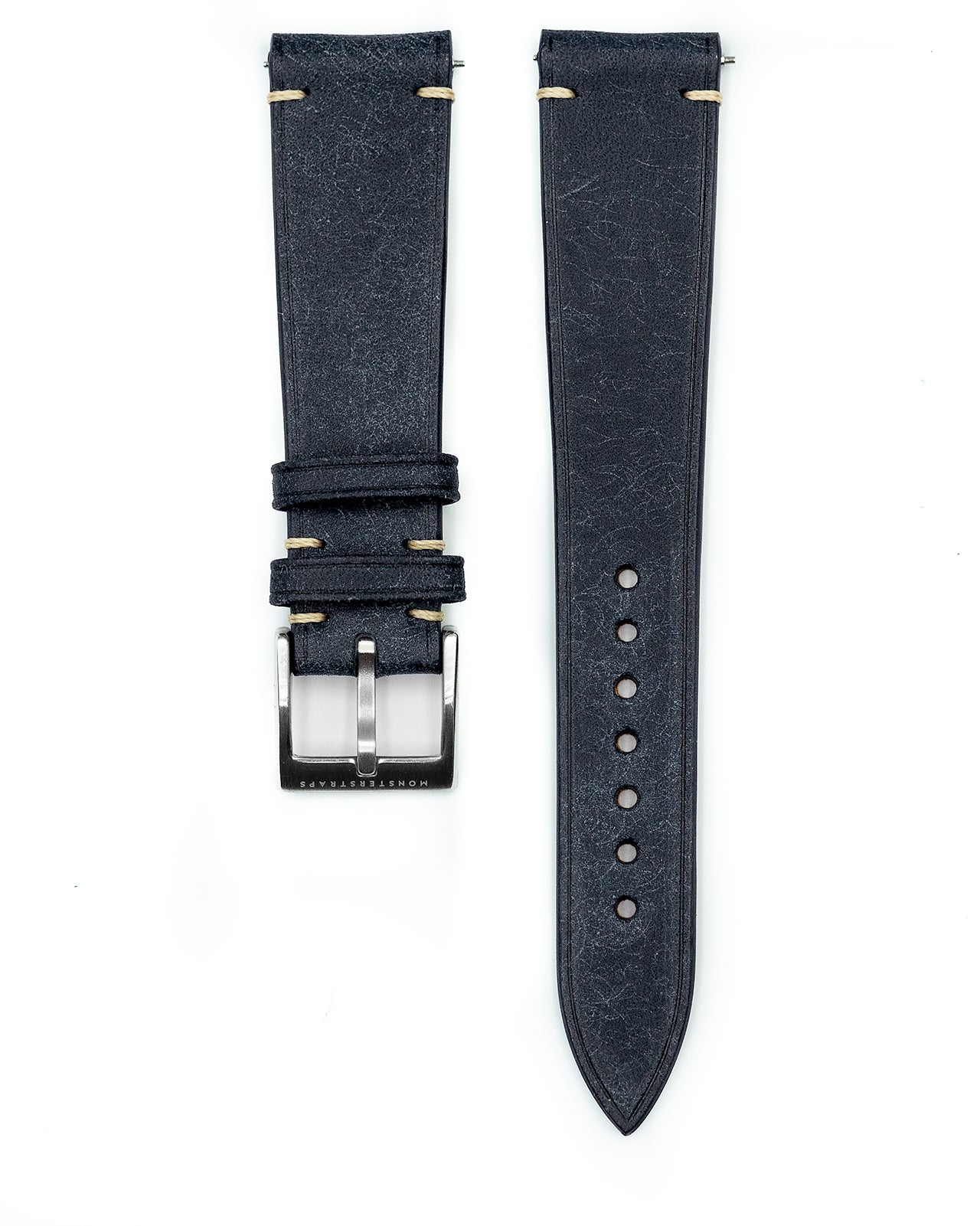 Vintage Italian Distressed Leather Strap (Dark Indigo)