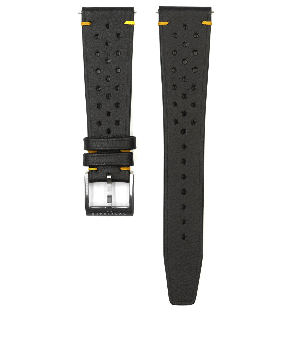 21mm) Rally Leather - Black - Regular, rubber lining - Monstraps