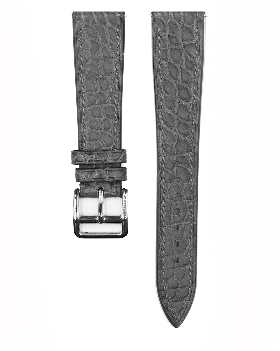 (20mm) Alligator Leather - Serpentine Grey, round scale