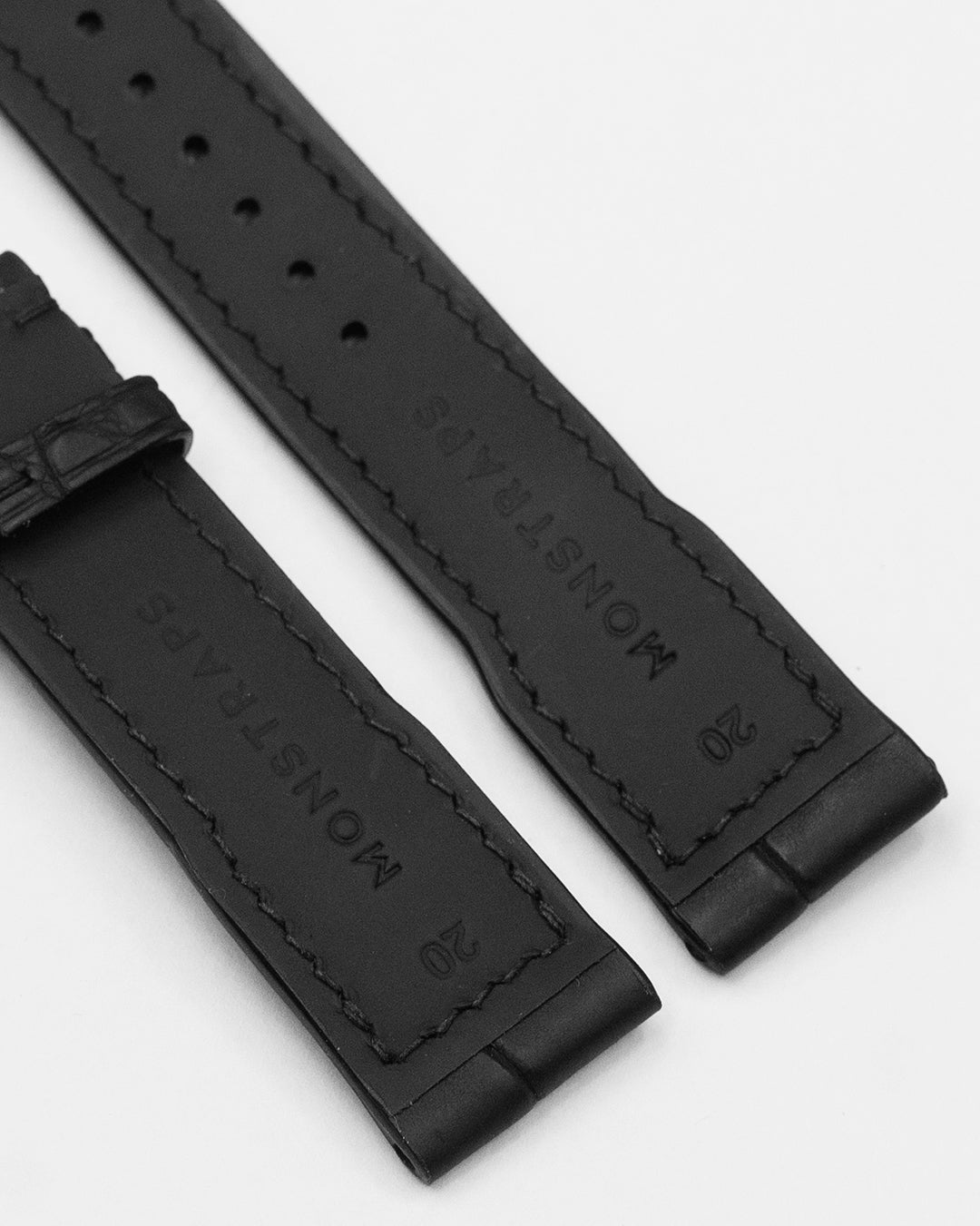 (20mm) Alligator Leather - Matte Black, Pilot style