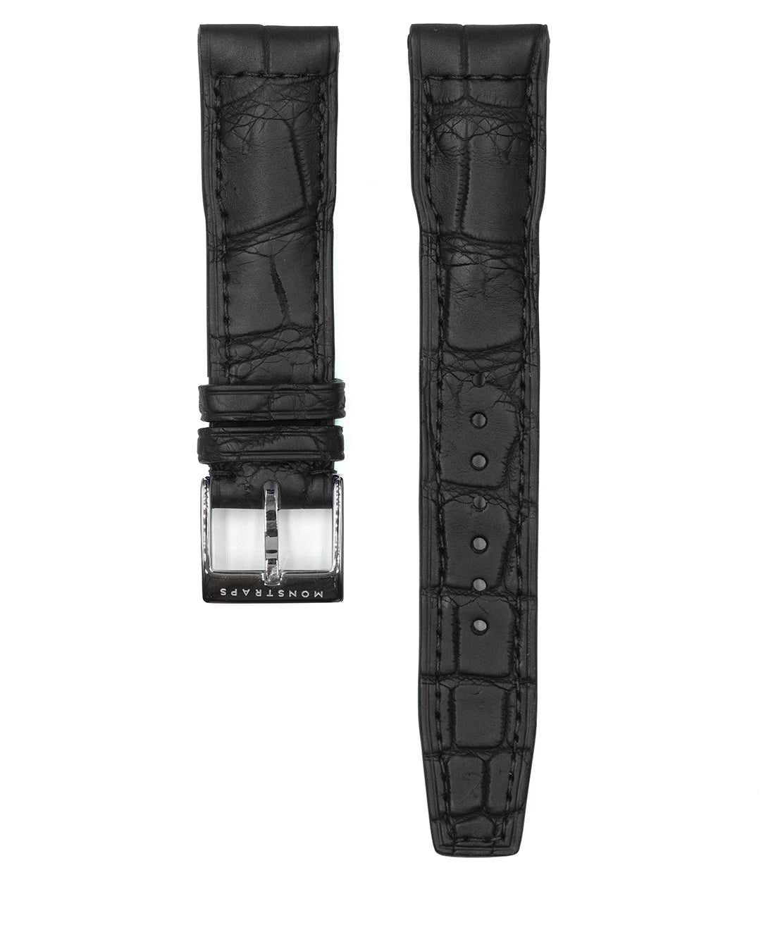 (20mm) Alligator Leather - Matte Black, Pilot style