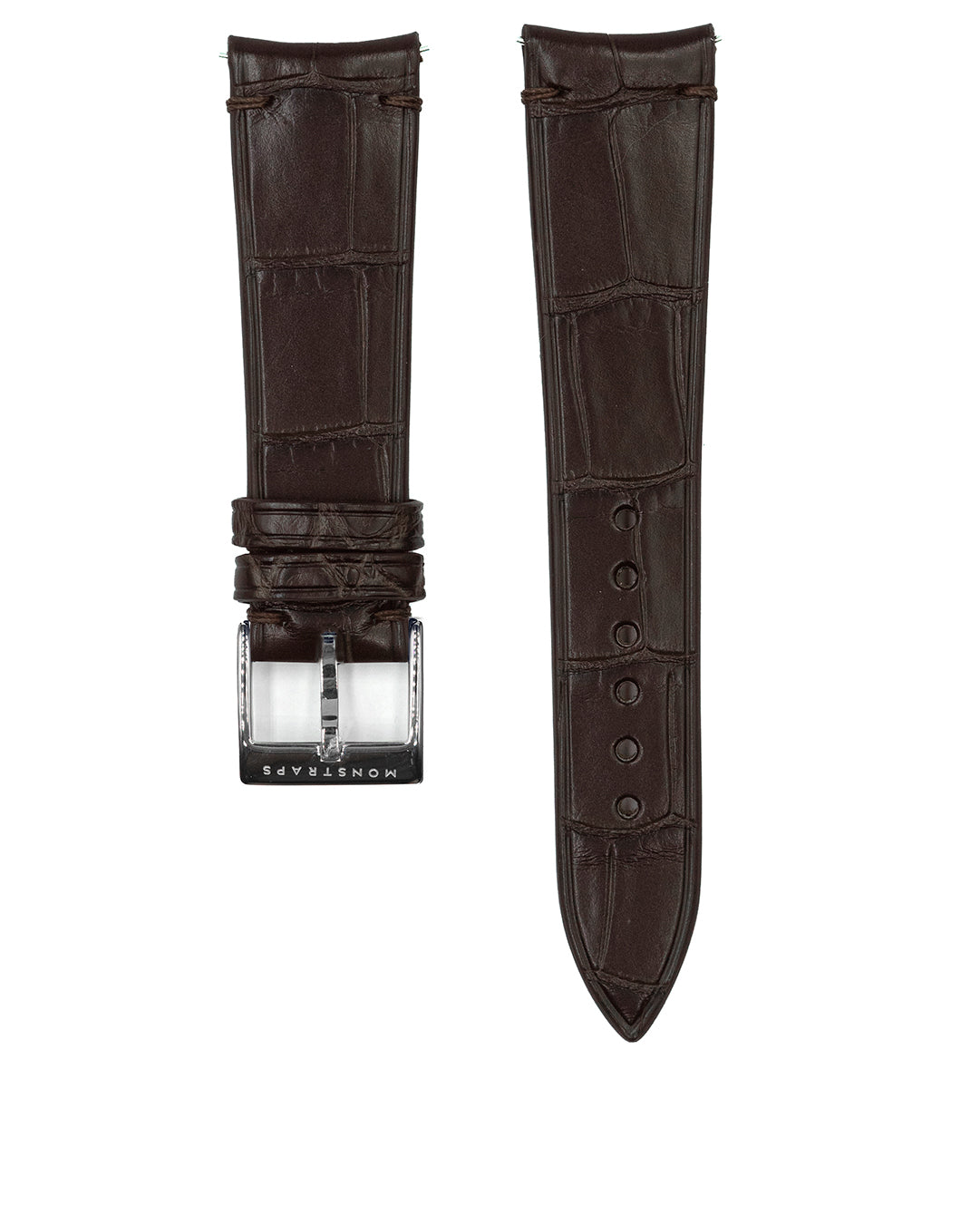 (20mm) Alligator Leather - Dark Coffee, Curved Lugs