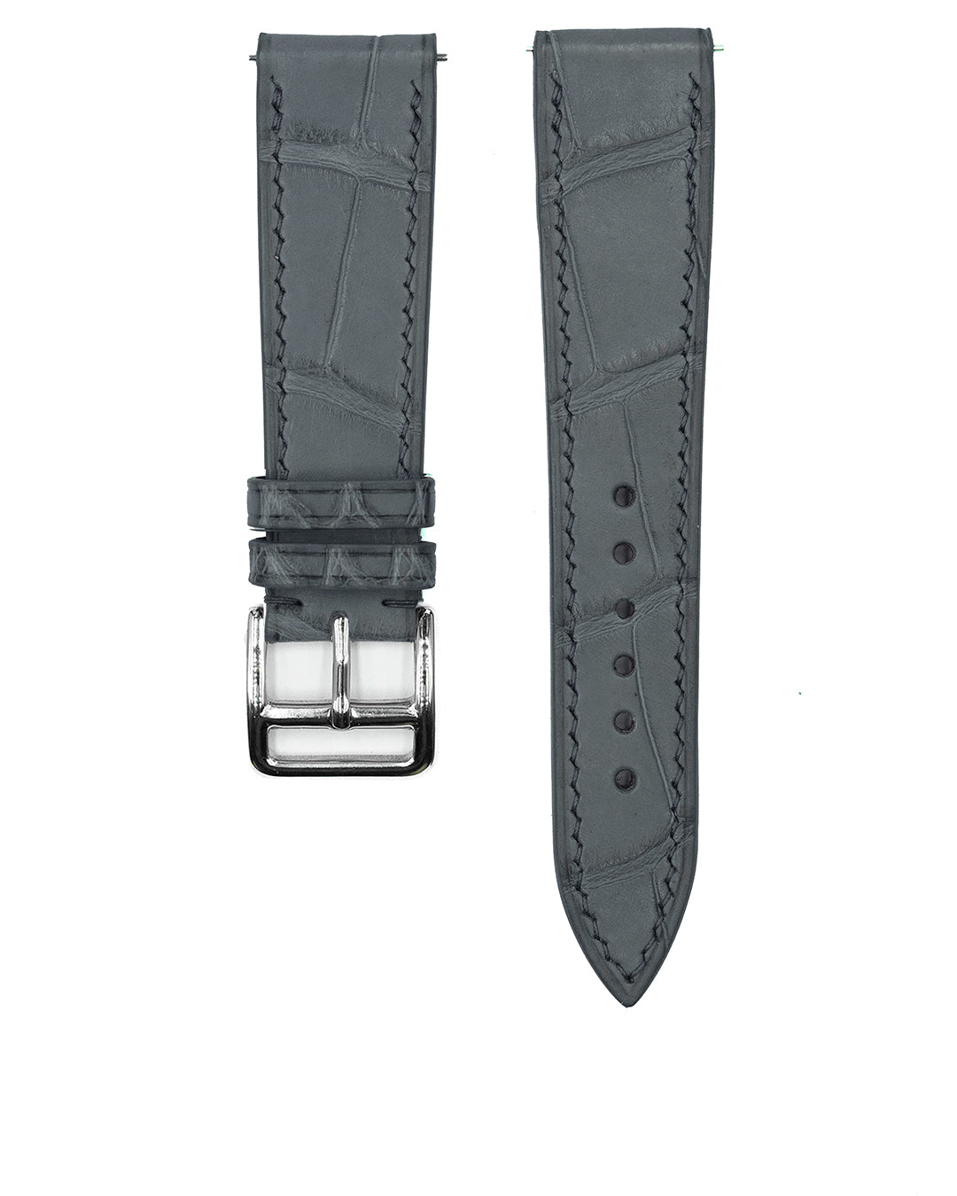 (19mm) Alligator Leather - Serpentine Grey, Short