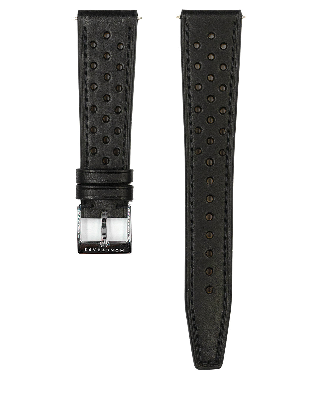 (20mm) Rally Leather - Black, tonal stitching