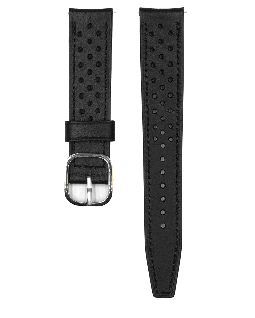 (20mm) Rally Leather - Black, Vintage Style, Long