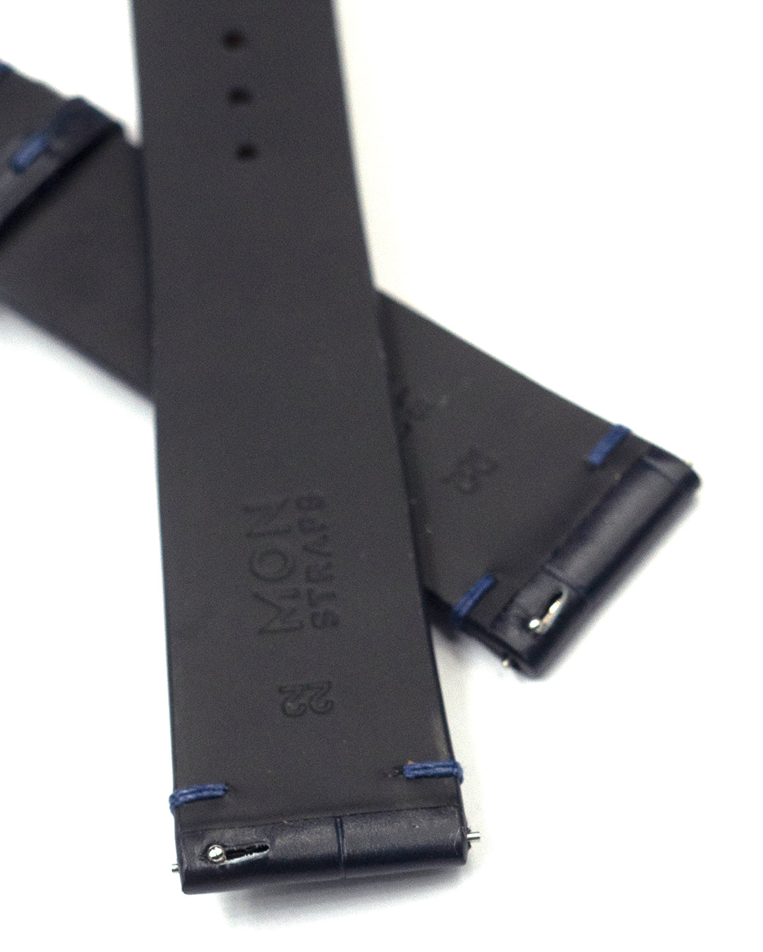 (22mm) Alligator Leather - Marine Blue, Rubber Lining, Long