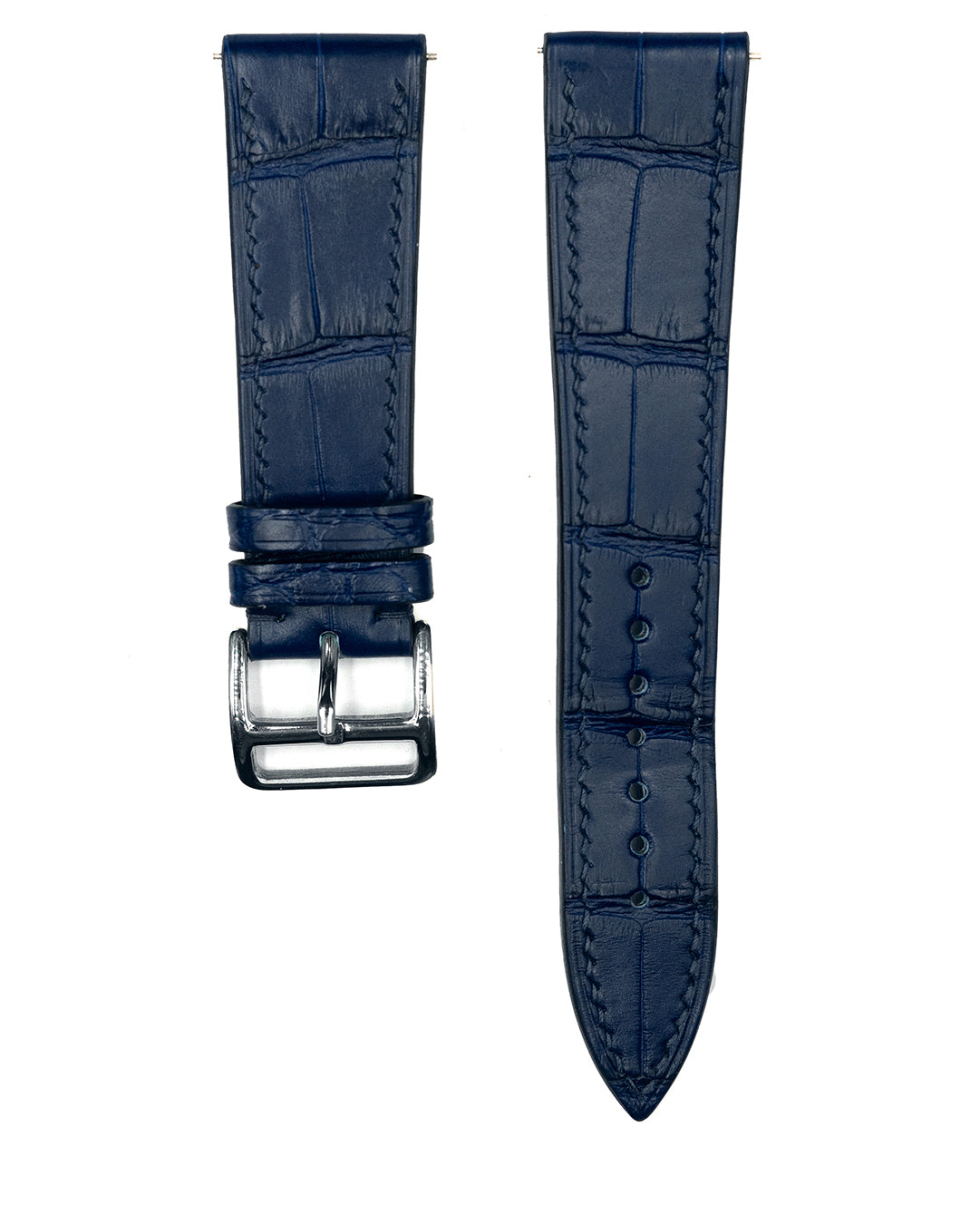 (22mm) Alligator Leather - Navy Blue, Alligator flank lining, Regular