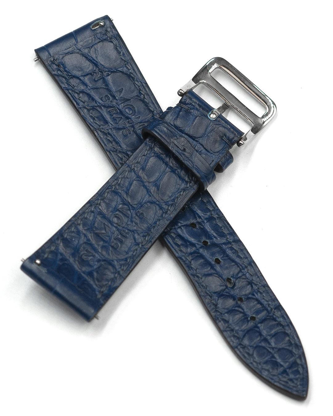 (22mm) Alligator Leather - Navy Blue, Alligator flank lining, Regular