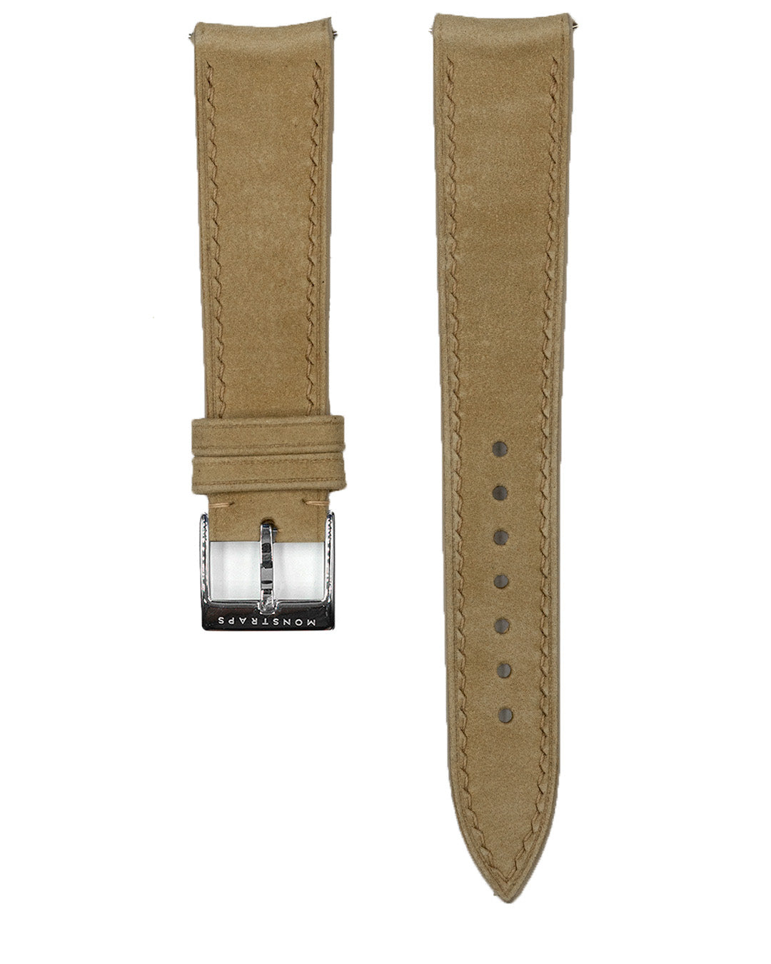 (19mm) Nubuck Leather - Sand, Curved Ends, Regular