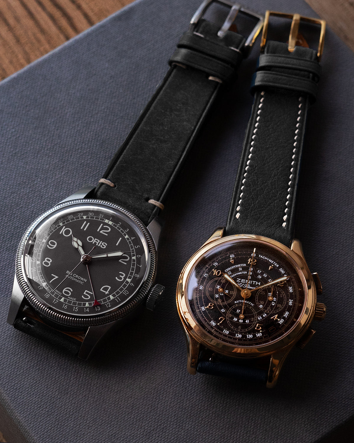 Vintage Italian Distressed Leather Strap (Black)