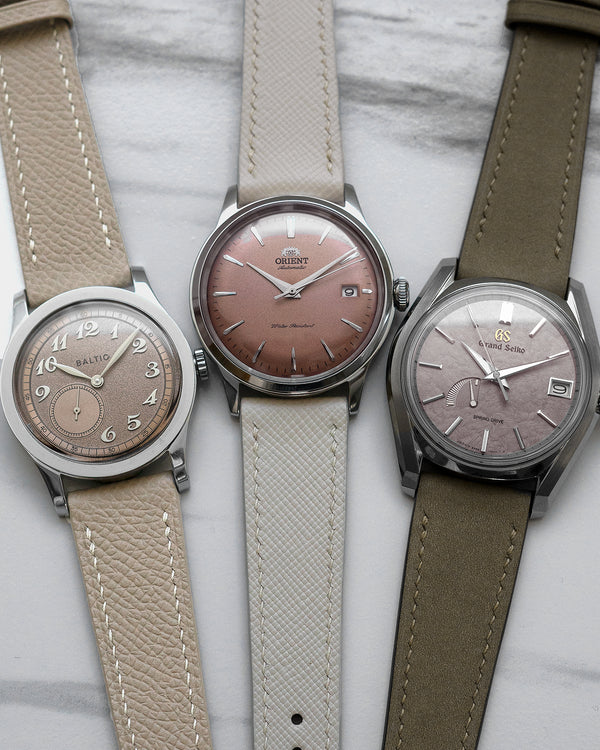 【OAF】BACK OPEN STRAP BUISTIER IVORY Flat Stitched Grain Leather Watch Strap | BEIGE [412