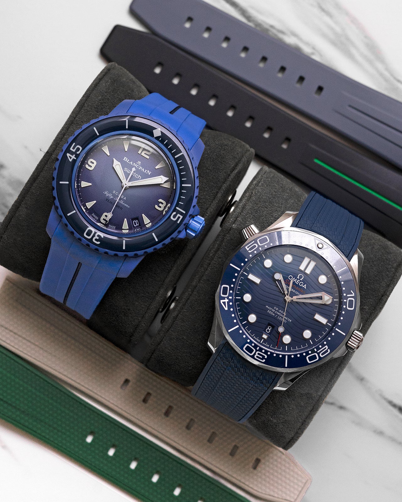 TEXTURED RUBBER CURVED FITTED STRAP FOR OMEGA SEAMASTER