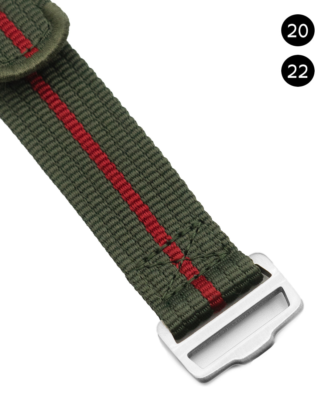 Velcro Premium - Military Green with Red Stripe