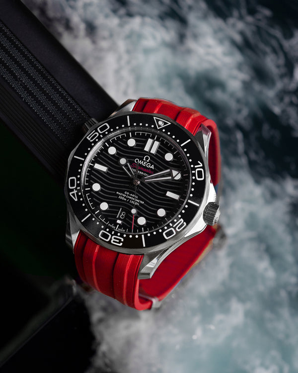 FKM RUBBER - FOR SEAMASTER DEPLOYANT STYLE (RED) - Monstraps