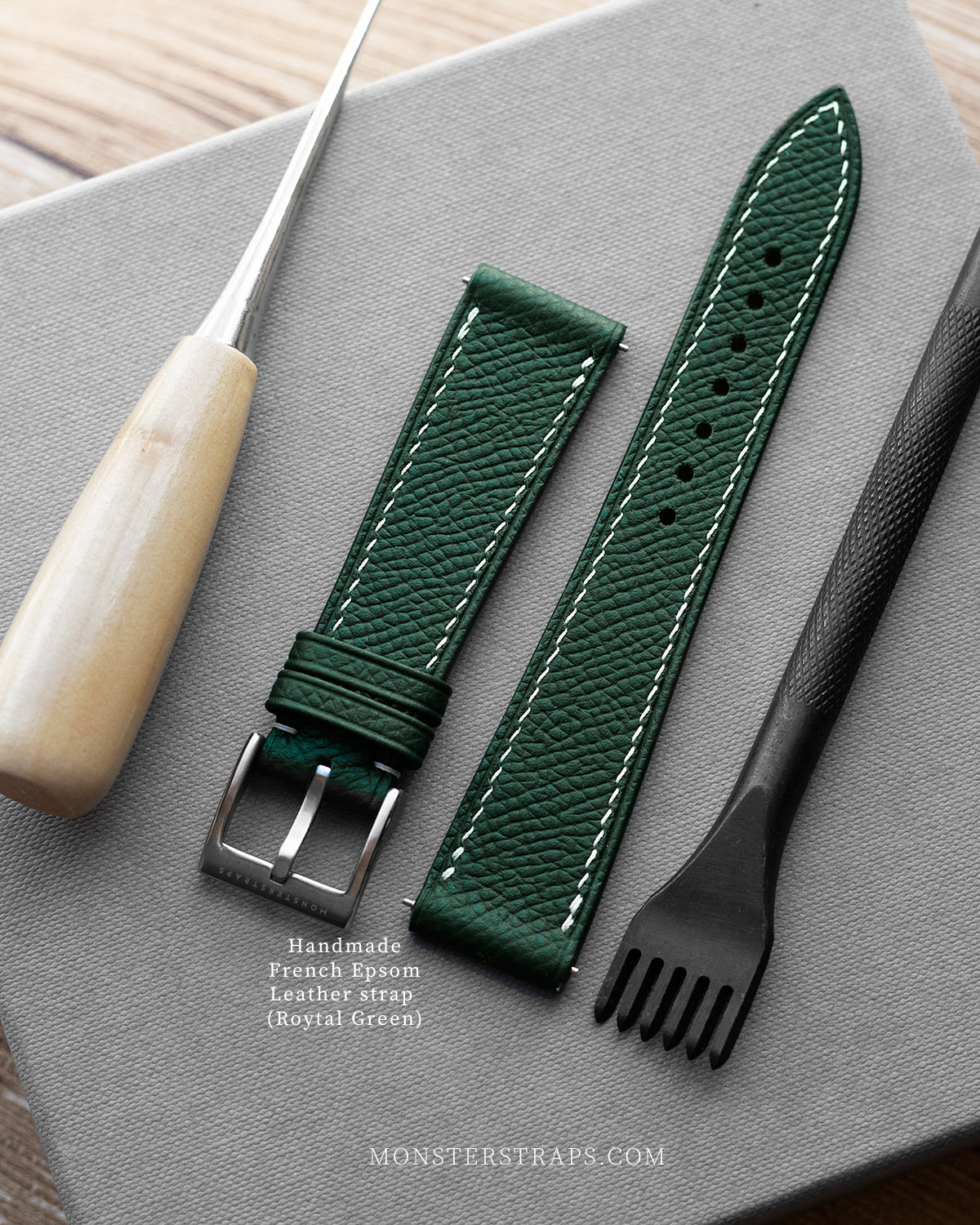 Epsom Leather Strap (Royal Green)