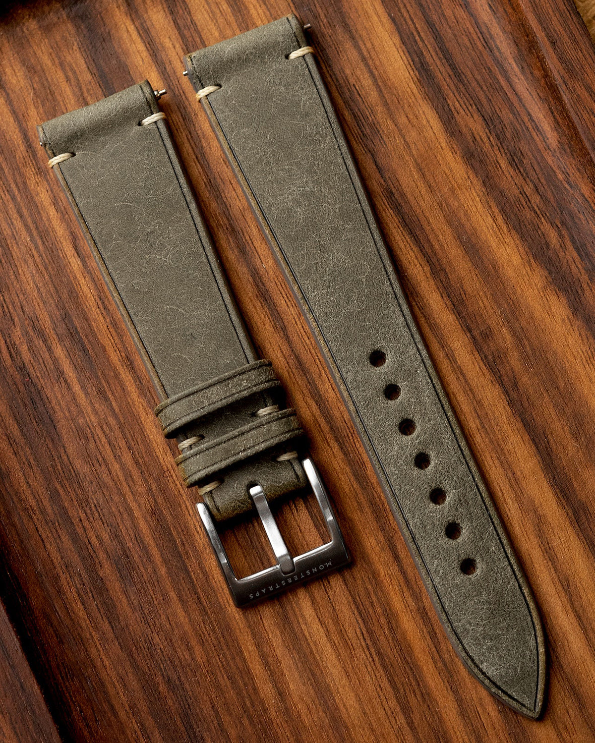 Vintage Italian Distressed Leather Strap (Warm Grey)