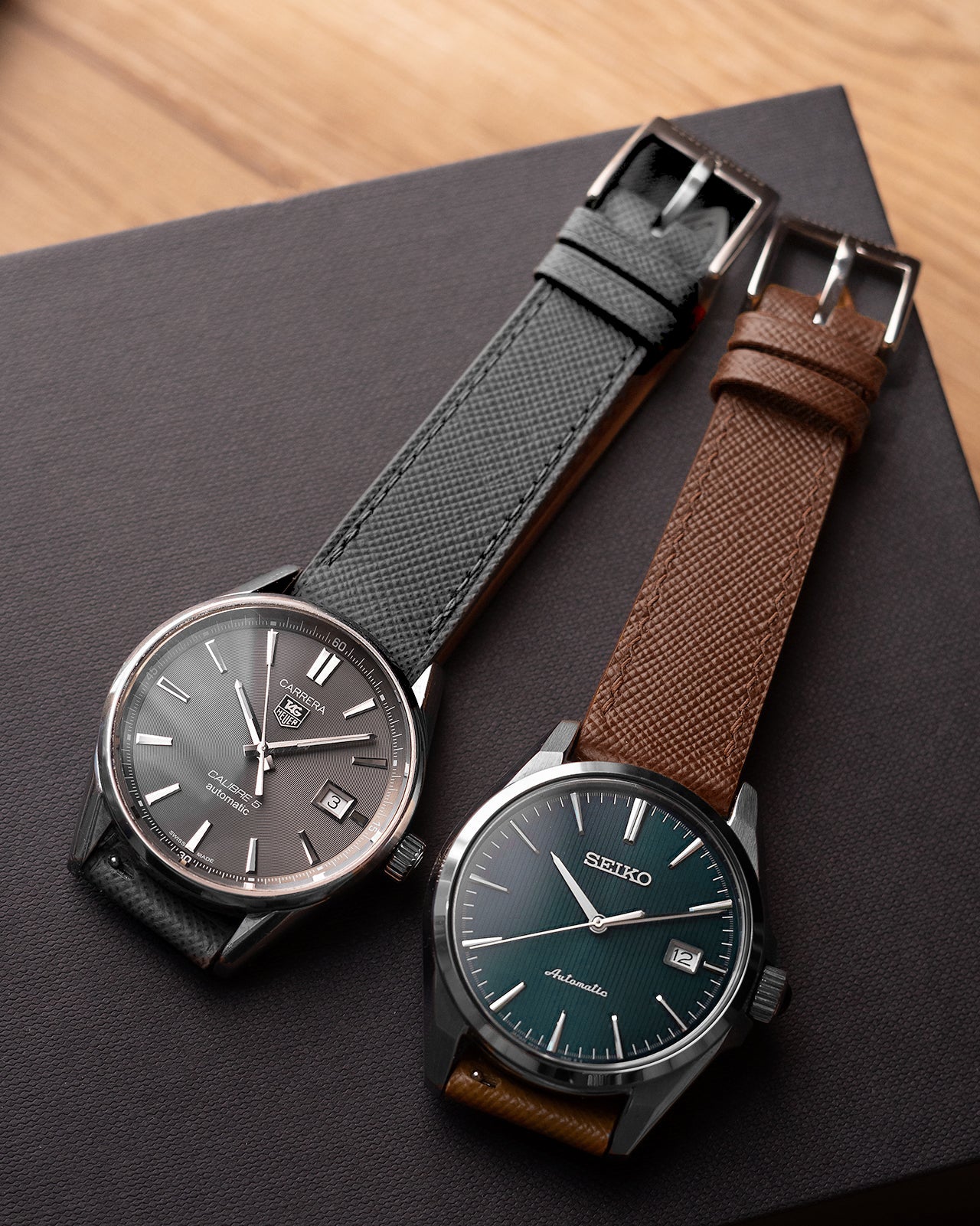 Saffiano Leather Strap (Grey) 20 x 16 / Standard (120/70) / Yellow Gold Saffiano Leather Strap (Grey) 20 x 16 / Standard (120/70) / Yellow Gold