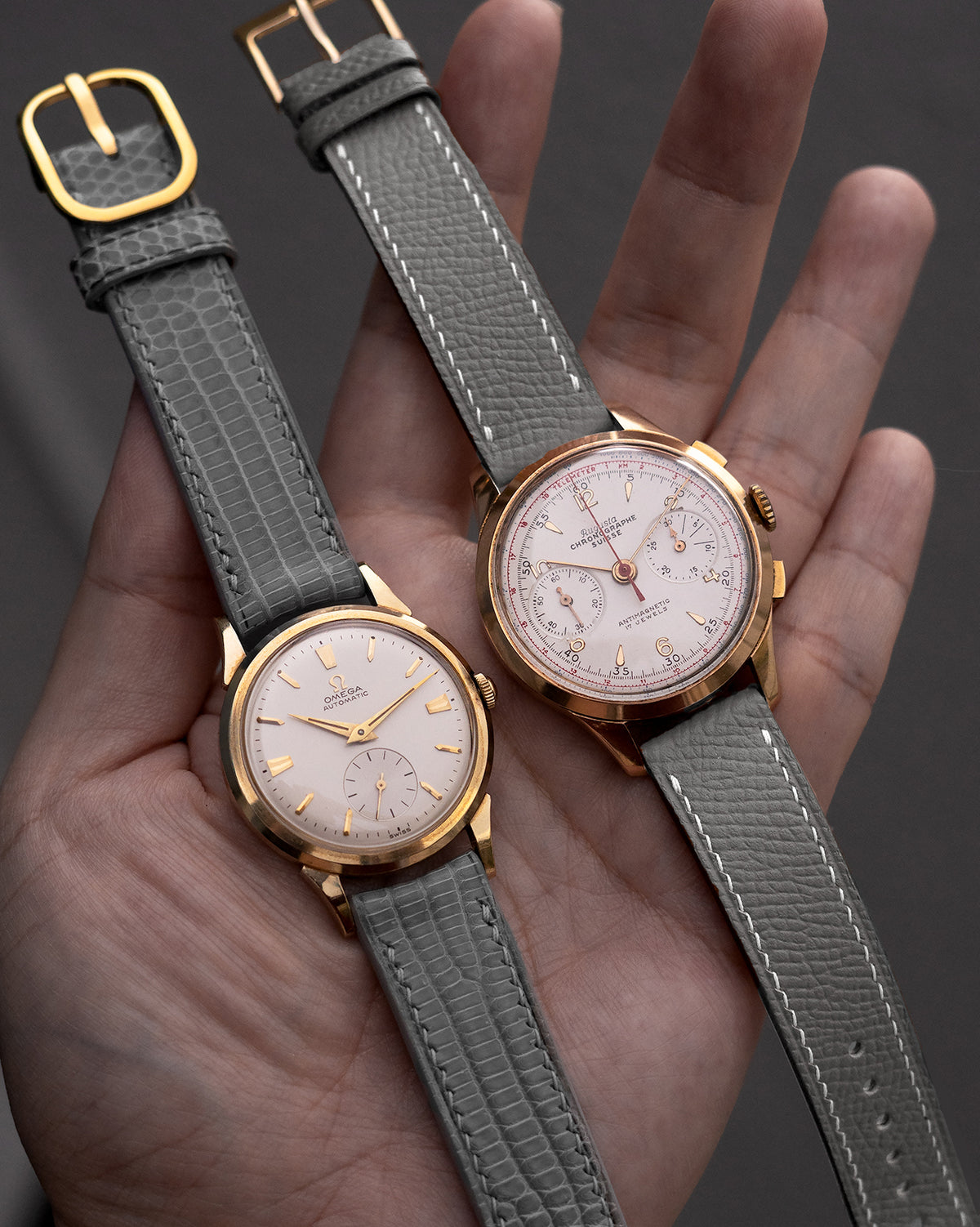 Lizard Leather Strap (Grey, Matte)