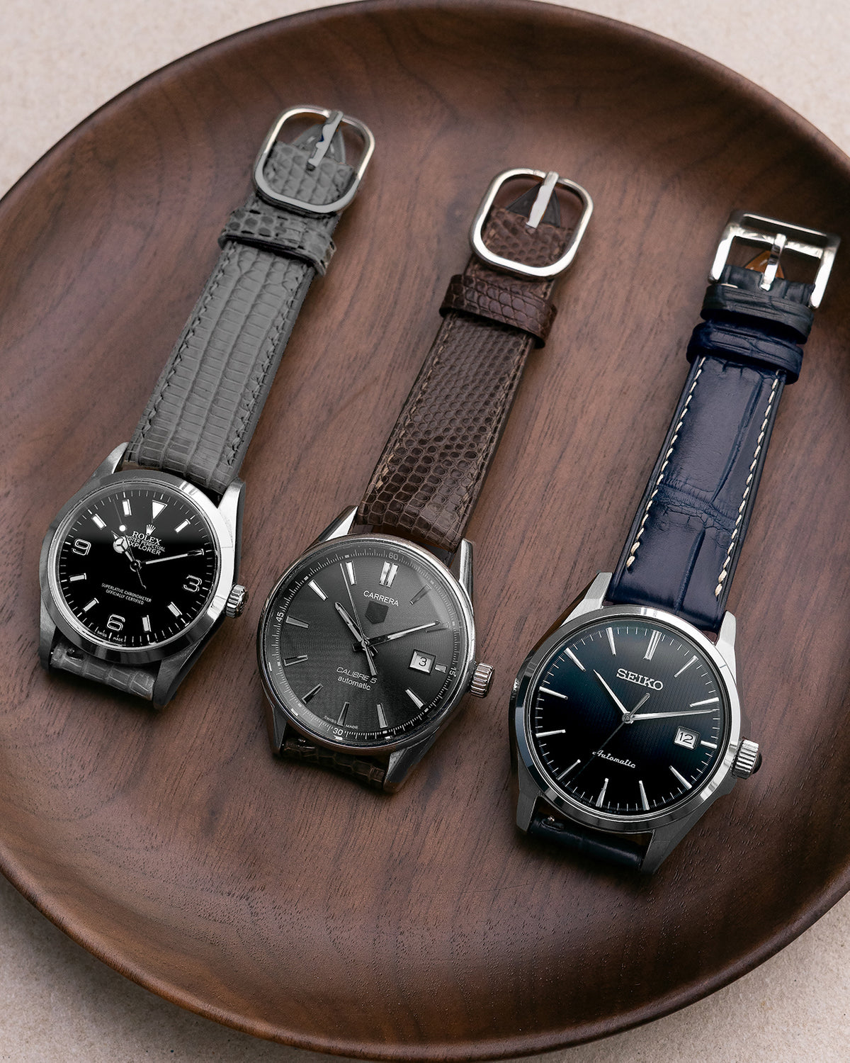 Lizard Leather Strap (Glazed, Dark Brown)