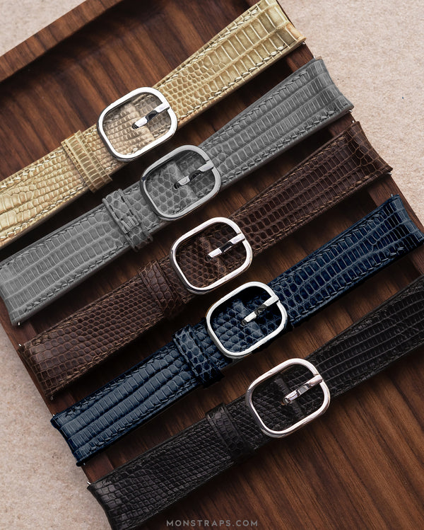 Lizard Leather Strap (Glazed, Black) - Monstraps