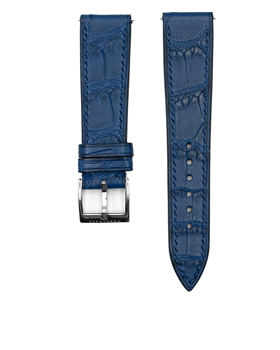 (19mm) Alligator Leather - Navy Blue (Semi matte, Short)