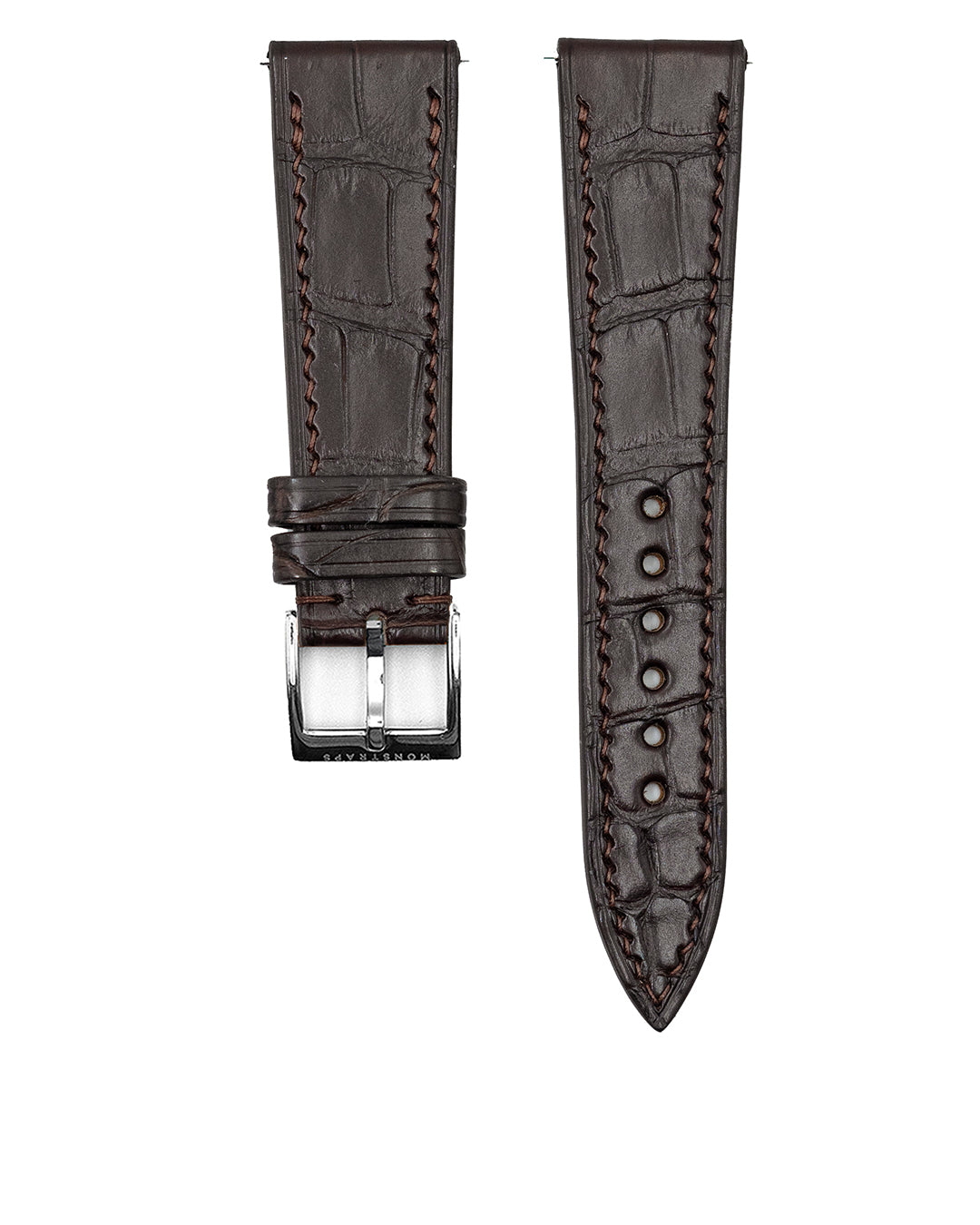 (20mm) Alligator Leather - Dark Coffee (Semi matte, Short)