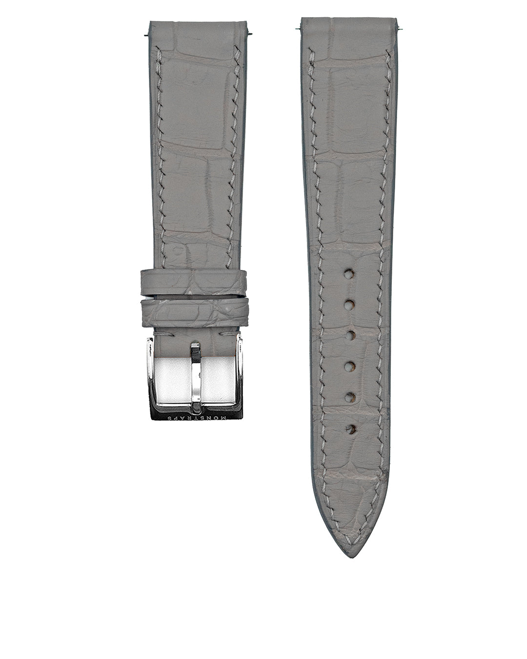 (19mm) Alligator Leather - Light Grey (Semi matte, Short)