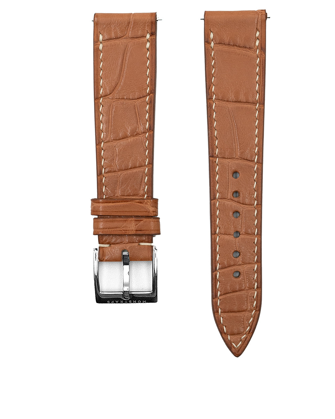 (19mm) Alligator Leather - Cognac (Semi matte, Short)