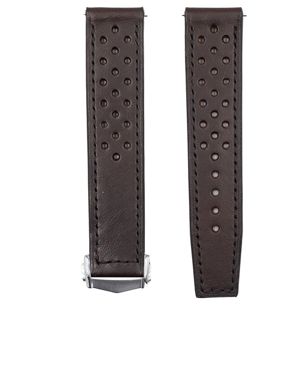 19mm) Rally Leather - Dark Chocolate (Deployant Clasp included