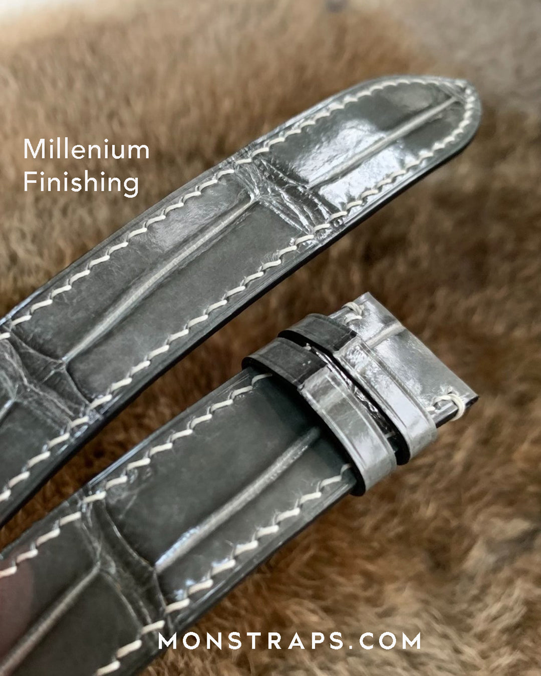 Alligator Leather Strap (Sage Grey, Millenium Finish)