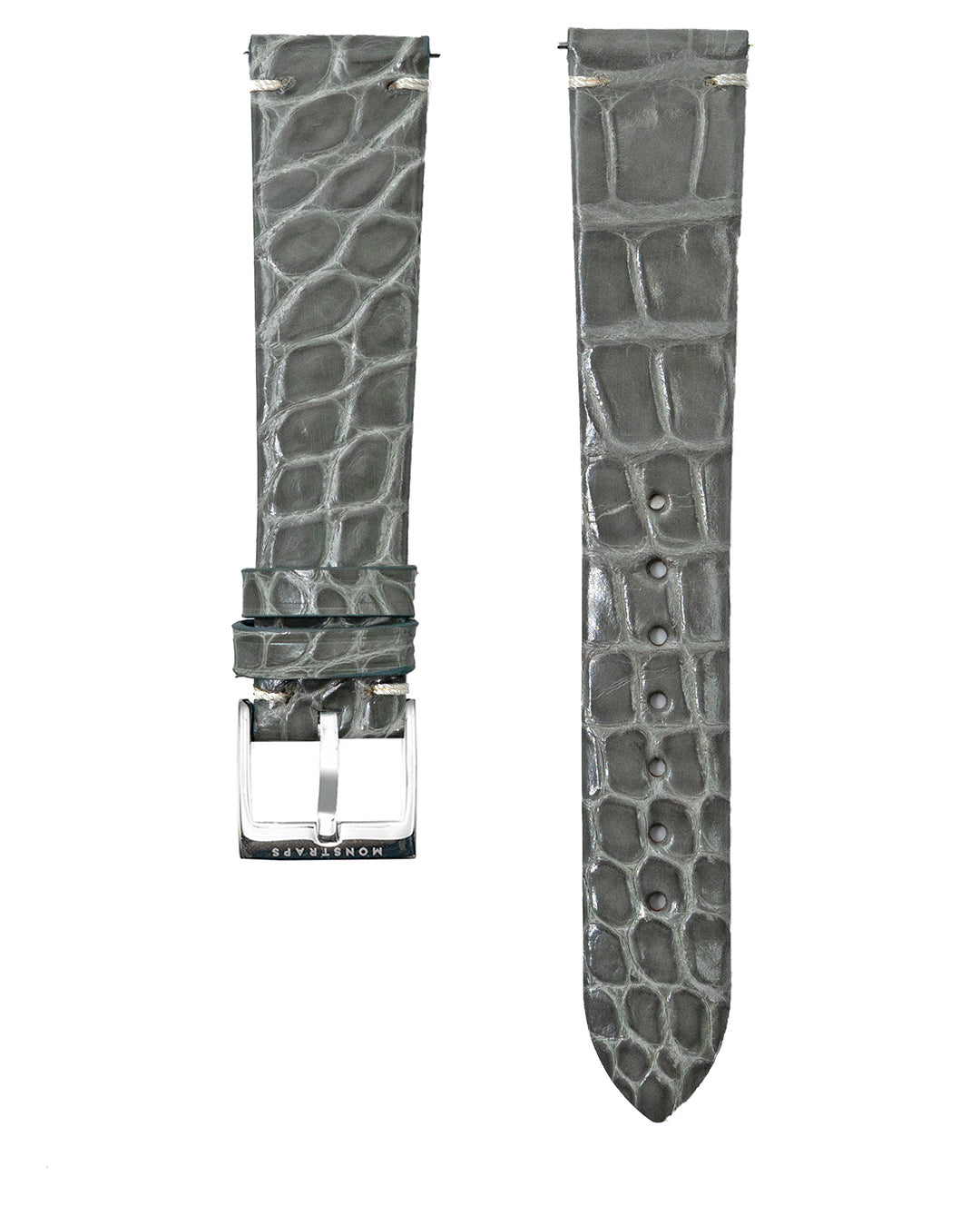 (20mm) Alligator Leather - Glossy Grey (Regular)