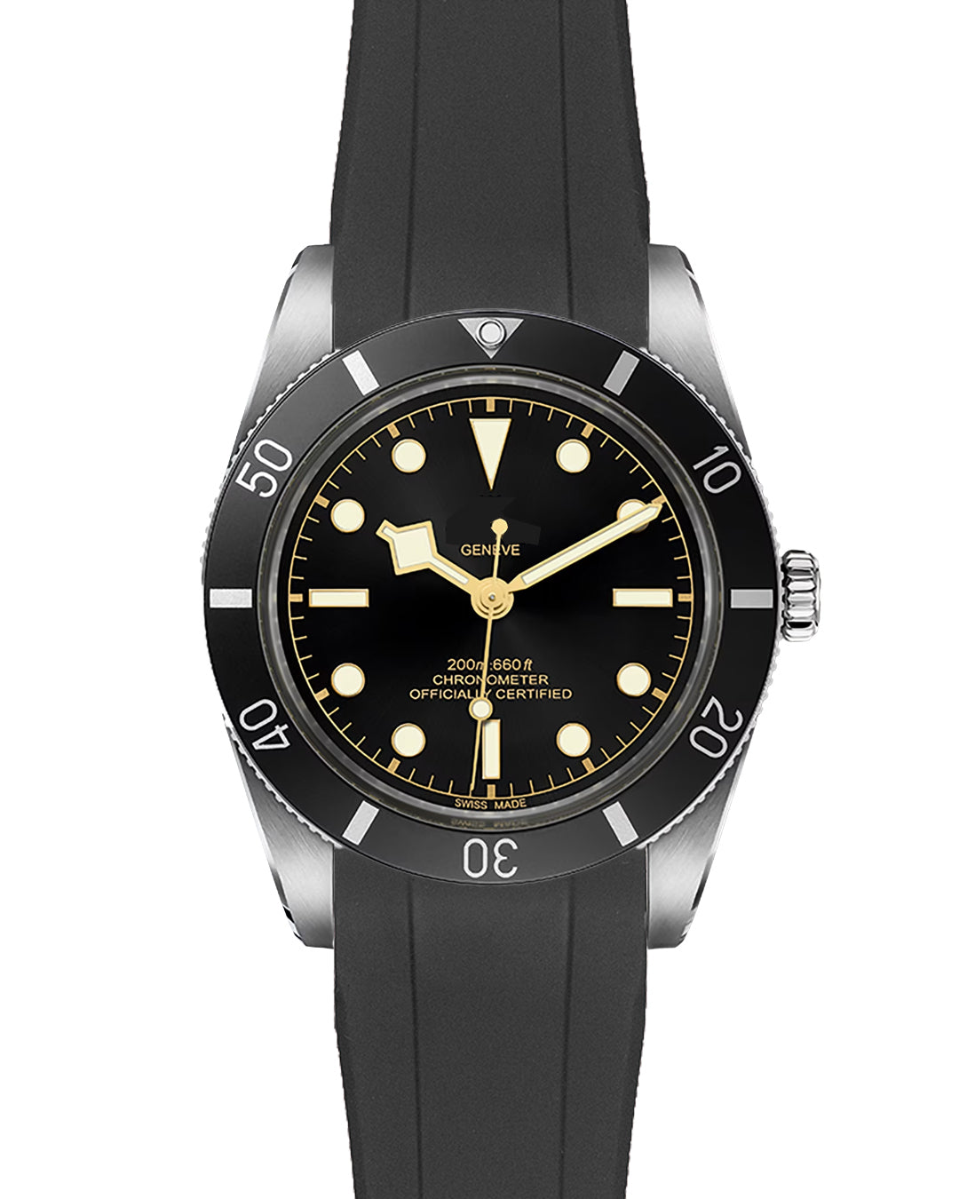 (NEW!) FKM RUBBER- FOR TUDOR BLACK BAY 54 (BLACK)