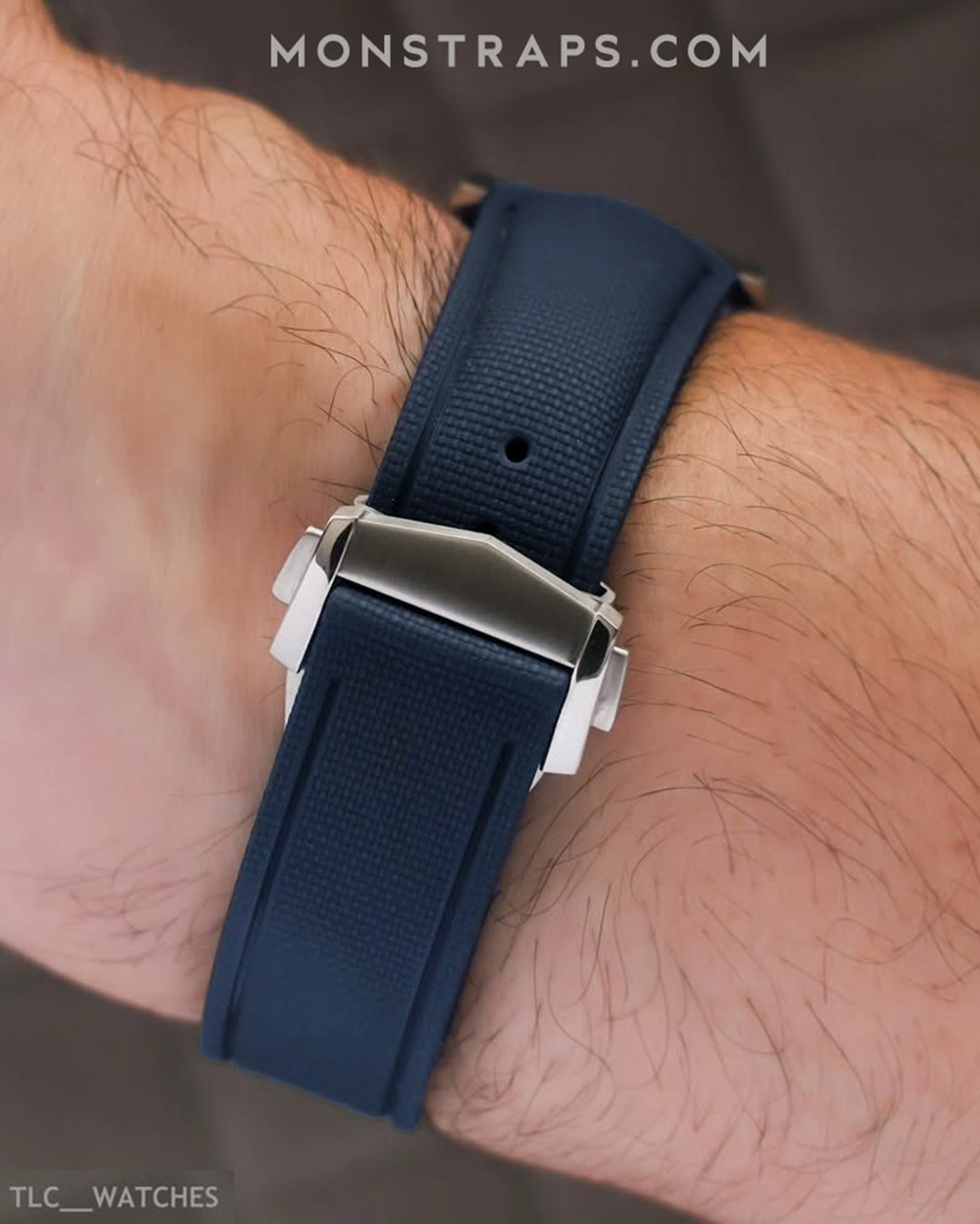 HYBRID RUBBER (NAVY) - STRAIGHT END UNIVERSAL FIT (DEPLOYANT CLASP STYLE)