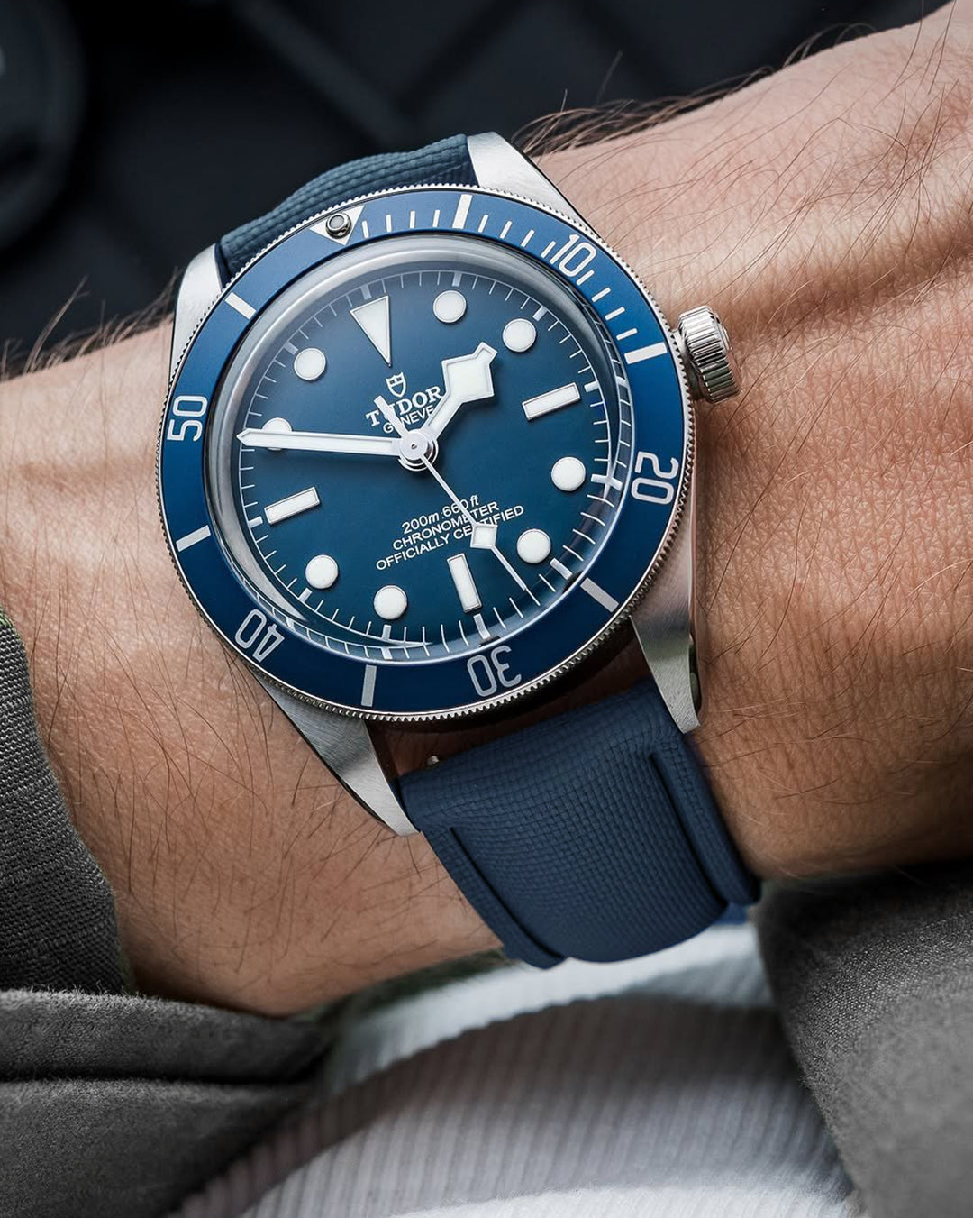 HYBRID RUBBER (NAVY) - STRAIGHT END UNIVERSAL FIT (DEPLOYANT CLASP STYLE)