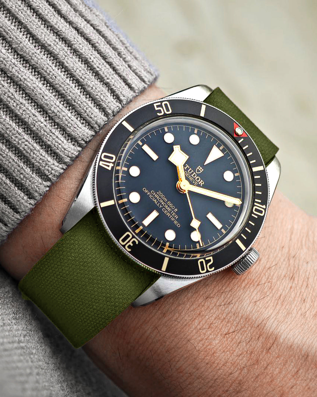 For Tudor Models - FKM Rubber Khaki Green (Single Pass, Universal Fit)