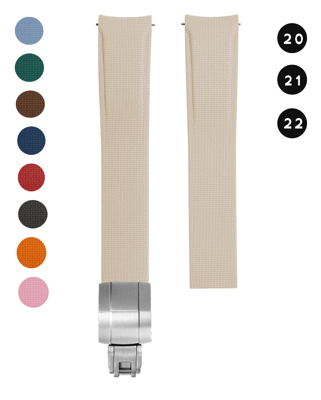 CURVED END UNIVERSAL HYBRID RUBBER (CUT TO FIT, SPRINGLEAF DEPLOYANT CLASP STYLE)