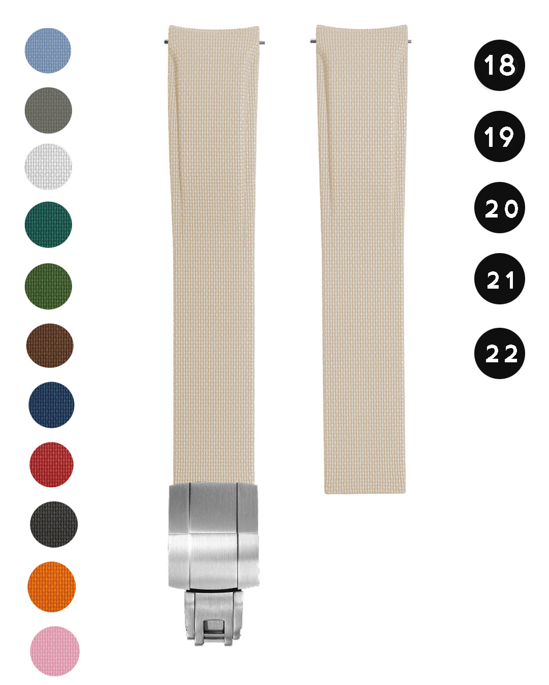 CURVED END UNIVERSAL HYBRID RUBBER (CUT TO FIT, SPRINGLEAF DEPLOYANT CLASP STYLE)