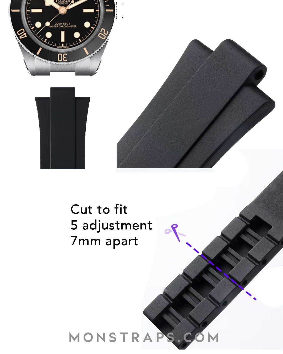 (NEW!) FKM END LINK RUBBER- FOR TUDOR BB54 / BB58 / RANGER (BLACK)