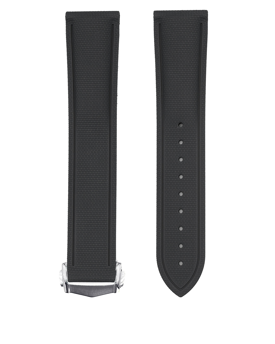 HYBRID RUBBER (BLACK) - STRAIGHT END UNIVERSAL FIT (DEPLOYANT CLASP STYLE)
