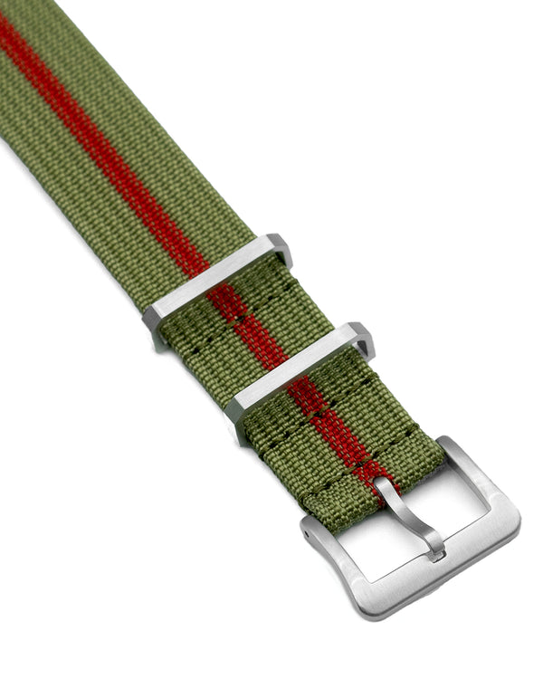 Nylon Vintage - Green with Red Centerline (Single Pass) - Monstraps