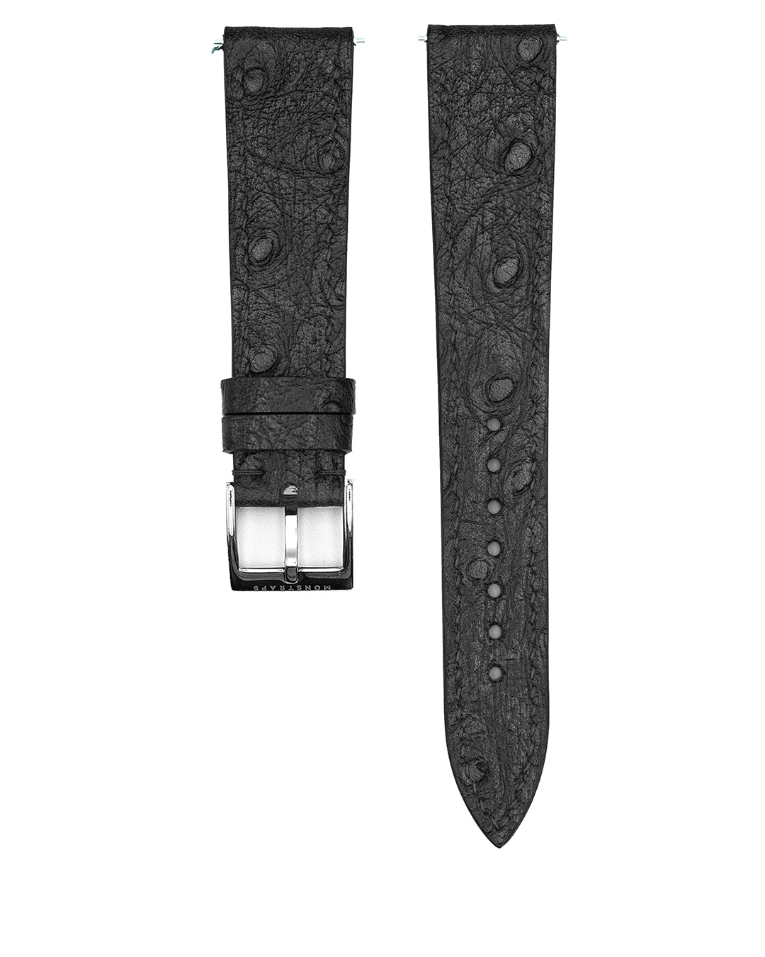 Ostrich Embossed Leather Strap (Black)