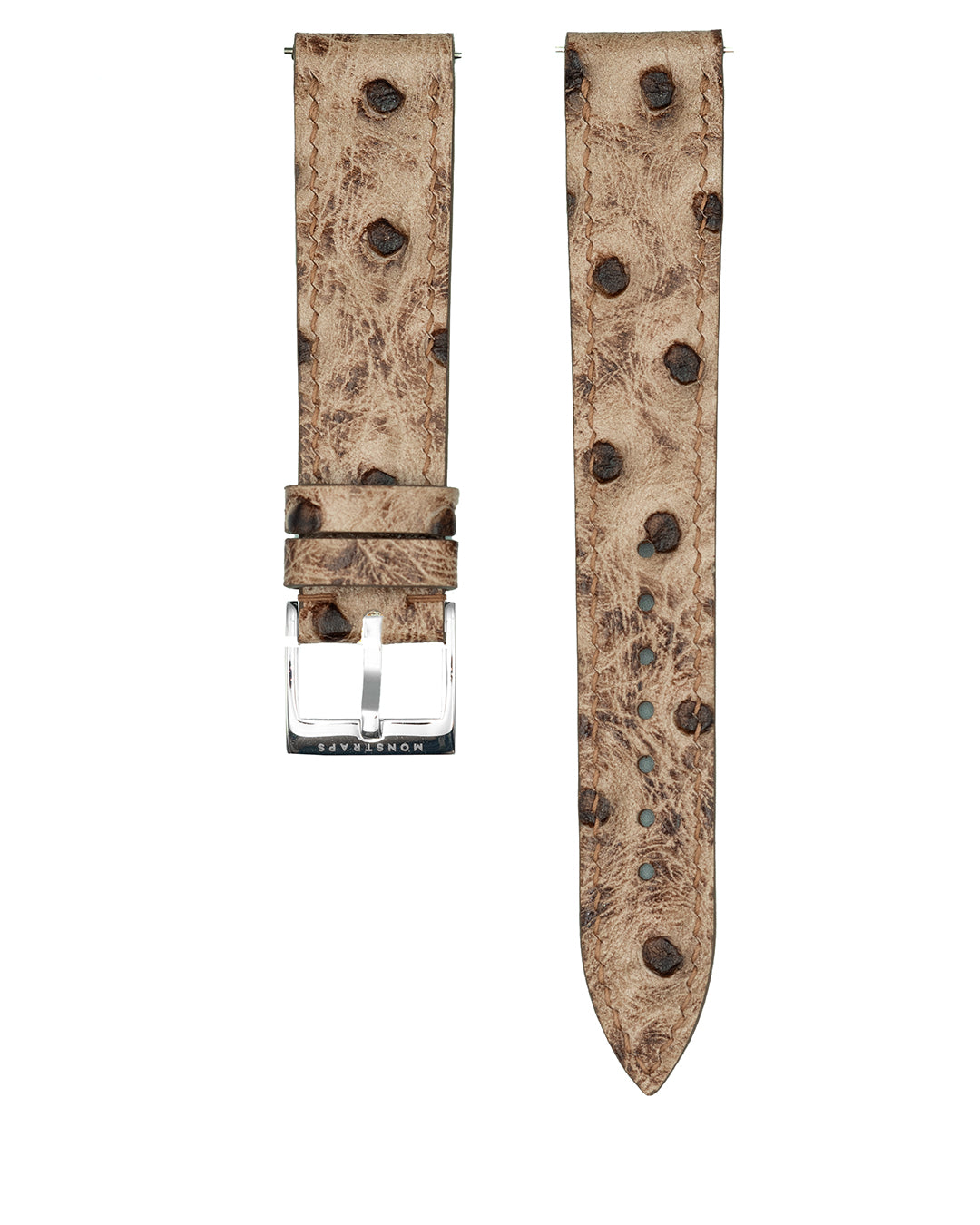 Ostrich Embossed Leather Strap (Taupe)