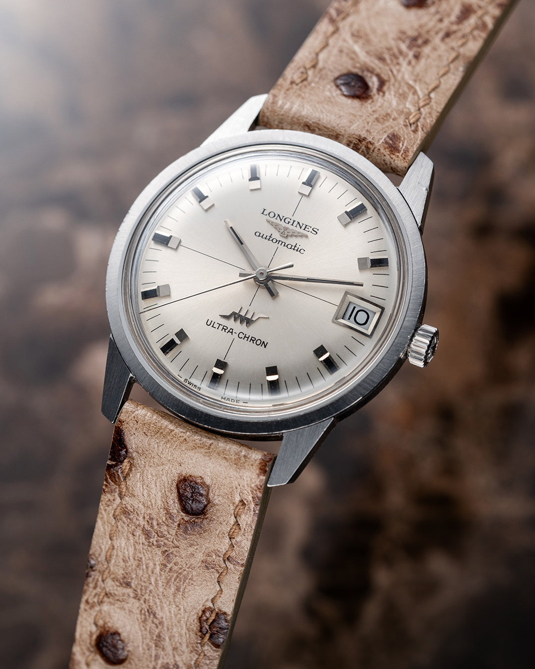 Ostrich Embossed Leather Strap (Taupe)