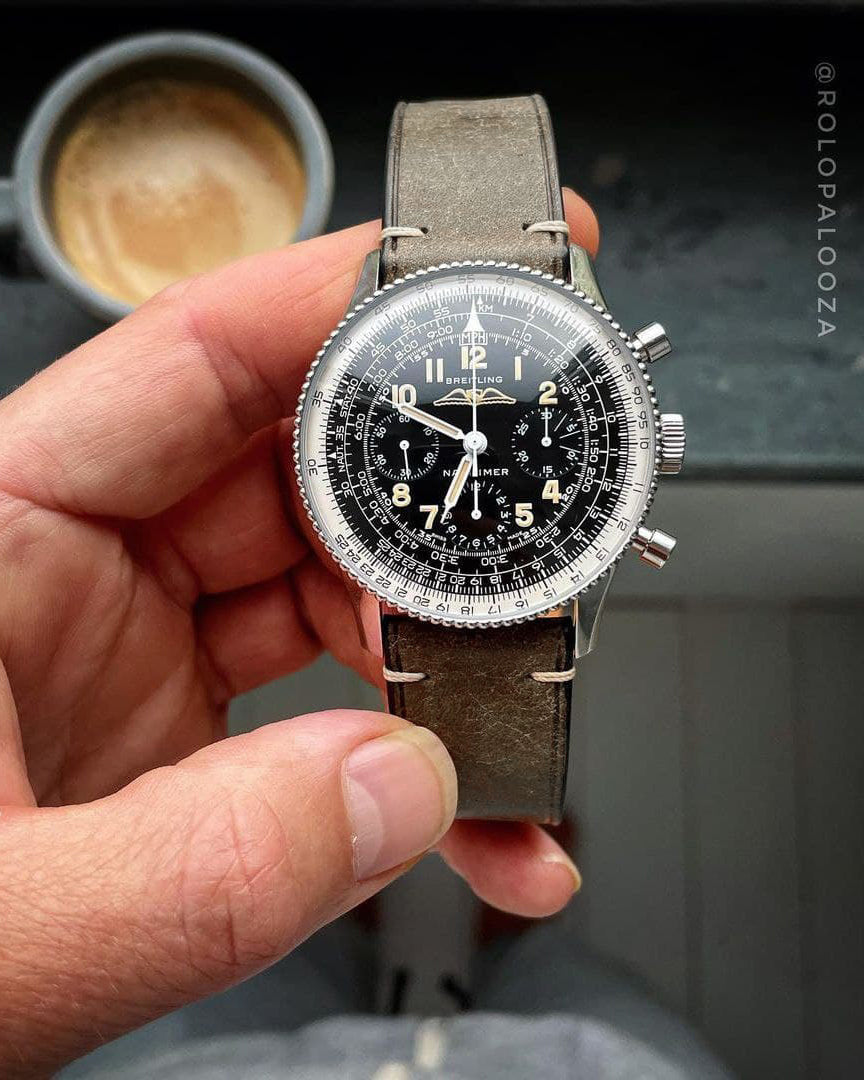 Vintage Italian Distressed Leather Strap (Warm Grey)