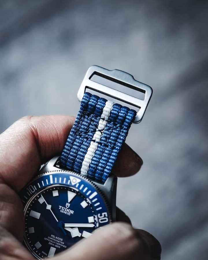 Velcro Premium - Navy with White Stripe