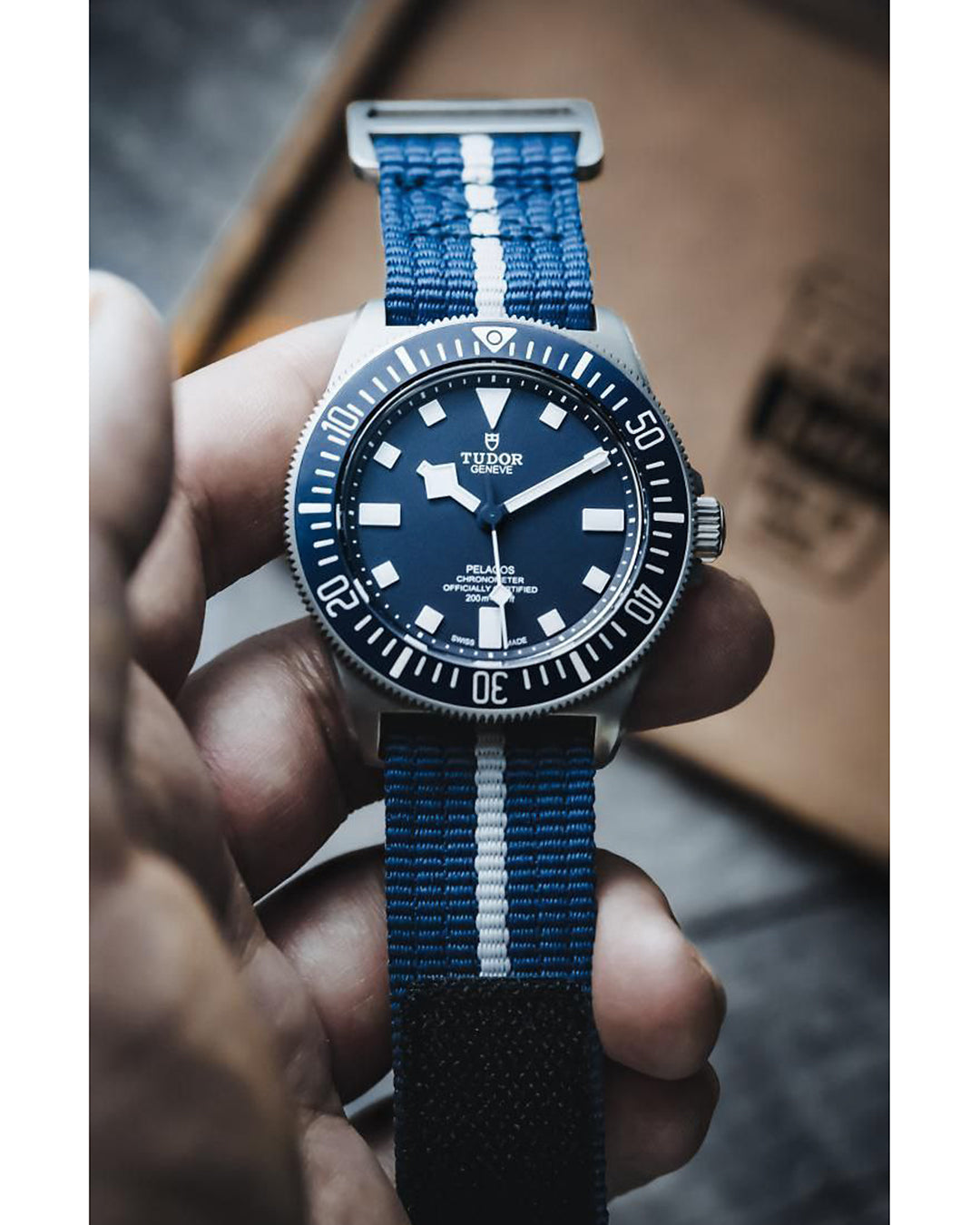 Velcro Premium - Navy with White Stripe