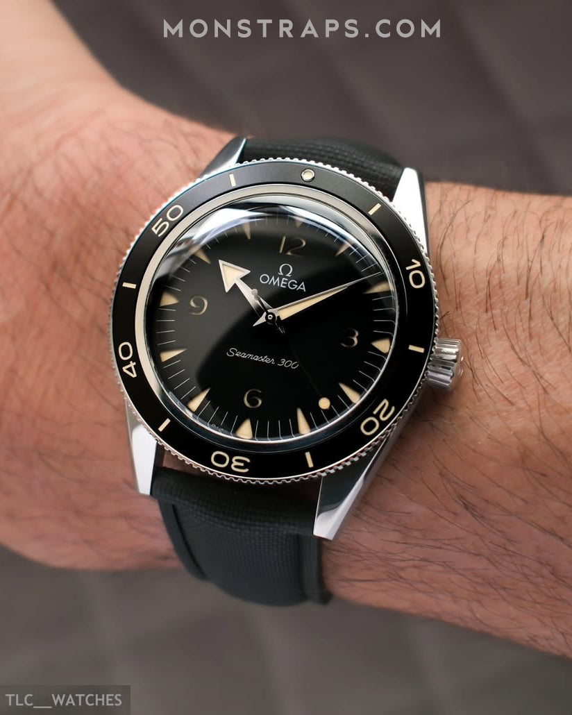 HYBRID RUBBER (BLACK) - STRAIGHT END UNIVERSAL FIT (DEPLOYANT CLASP STYLE)