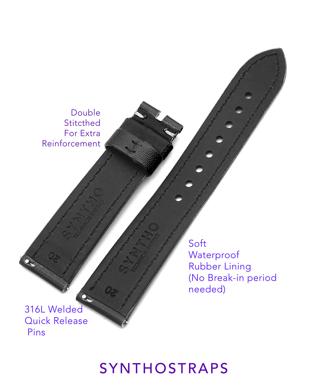 Classic Sailcloth - Black (Cream Stitching)